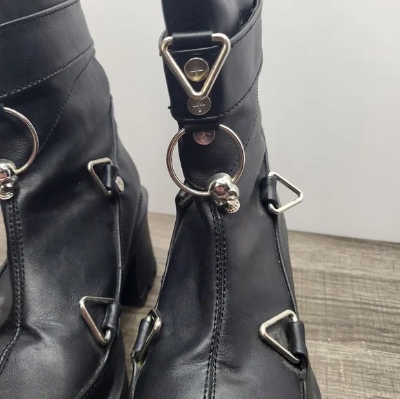 Demonia BRATTY Black Vegan Leather Platform Boots Womens 6 Goth Punk DOMINATRIX - Picture 5 of 11